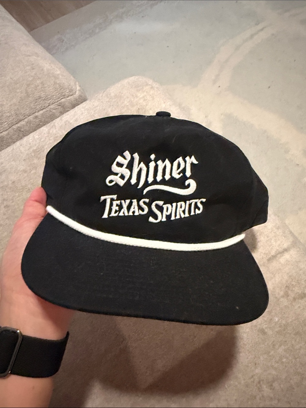 Texas Spirits Black Rope-Trim Baseball Cap